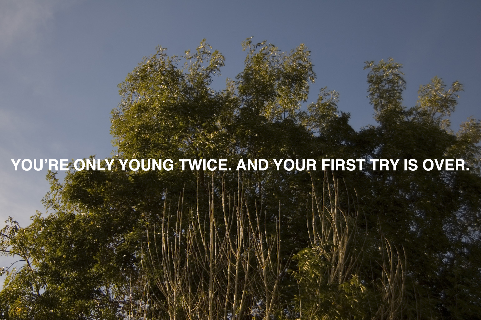 You're Only Young Twice. And Your First Try is Over.